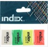 Набор ластиков Index, 26 x 18 x 8 мм, 4 шт., цветные (цена за 1 набор)